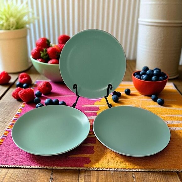 3 Poole Pottery Side Plates TwinTone Gloss Glaze Ice Green Vintage England MCM - Picture 13 of 15